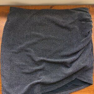 Asymmetrical  Silver Sparkly Stretchy Mini Skirt (Oak & Fort) Sz L